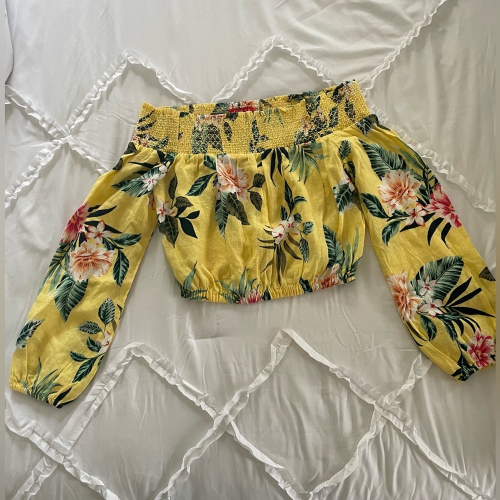 GUESS cropped off the shoulder top